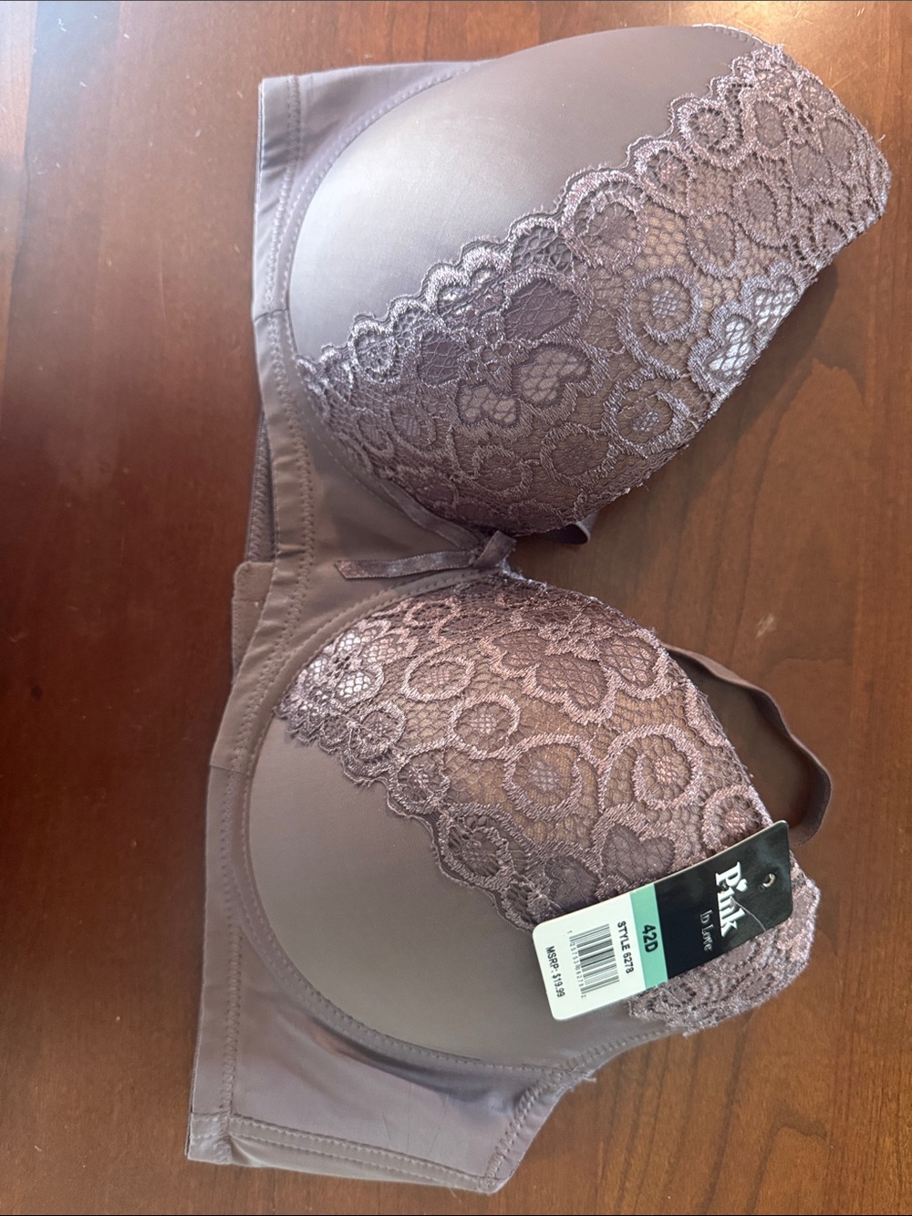 PINK Victoria's Secret Taupe Lace-Trim T-Shirt Bra